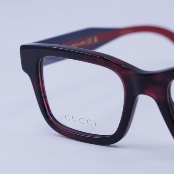 Gucci GG1865O 003 Eyeglasses Dark Red Havana/Blue/Red 50mm Square Frame - Picture 8 of 10